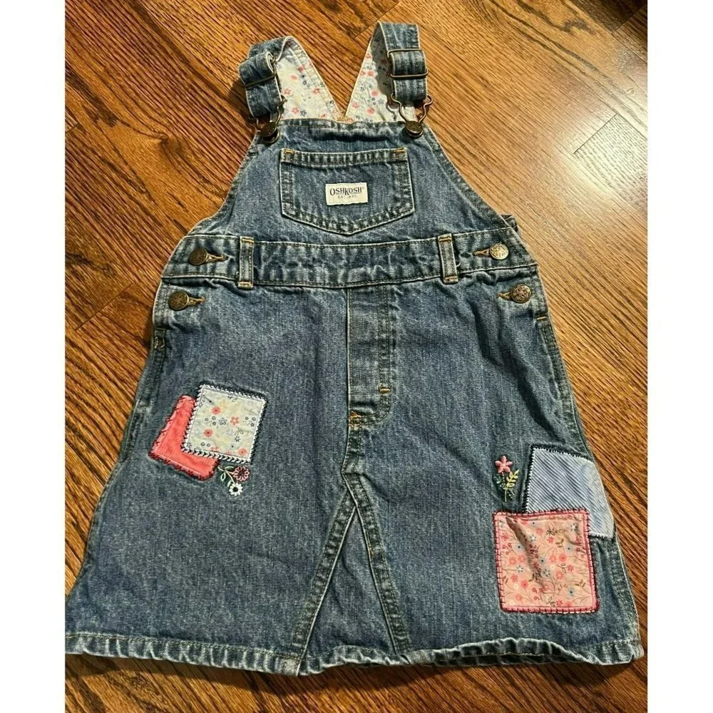 Oshkosh | Vintage Patchwork Denim‎ Overall Dress Sz 3T